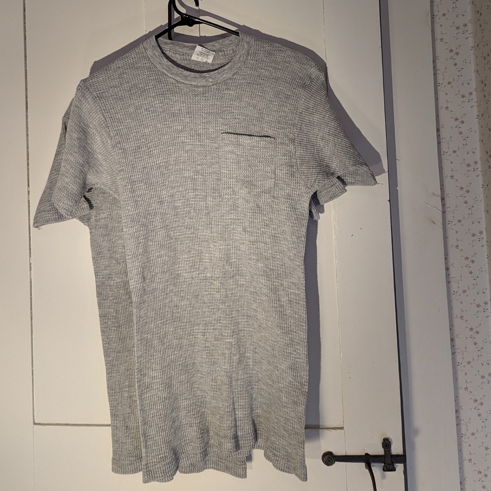 J.E. Morgan Tough Tees L 2 T-Shirts Waffle Knit Poly Cotton blend Vintage Pocket